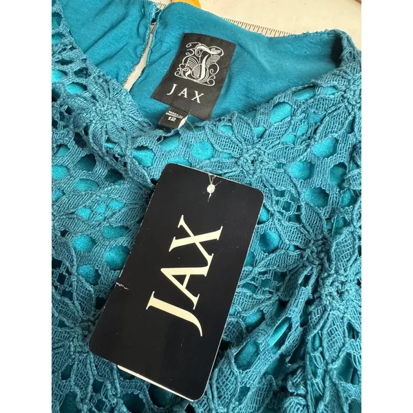 JAX Turquoise Floral Lace Overlay Shift Dress NWT Size 12 Y2K‎ - Image 3