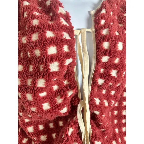 Anthropologie Red Checkered Fleece Tie Front Vest One Size OS JK THINGS VEST - Image 6