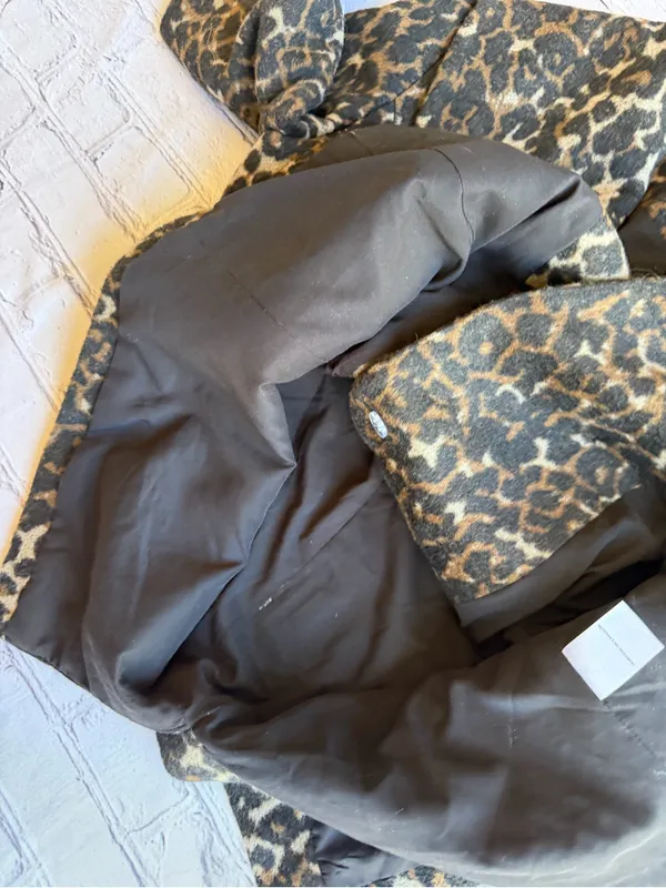 The Hinge Double-Breasted Leopard Car Coat Pea Animal Print Womens Small Classic - Image 11