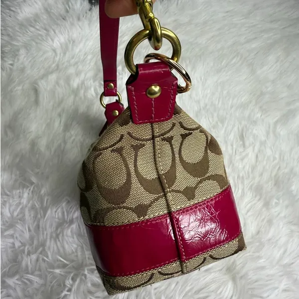 y2k COACH Legacy Stripe Signature Canvas Mini Purse Shoulder Bag Wristlet - Image 4