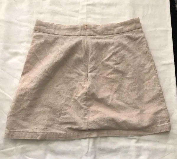 Cream tan 100% Cotton side slit mini skirt #officecore #preppy Measurement in pics - Image 4