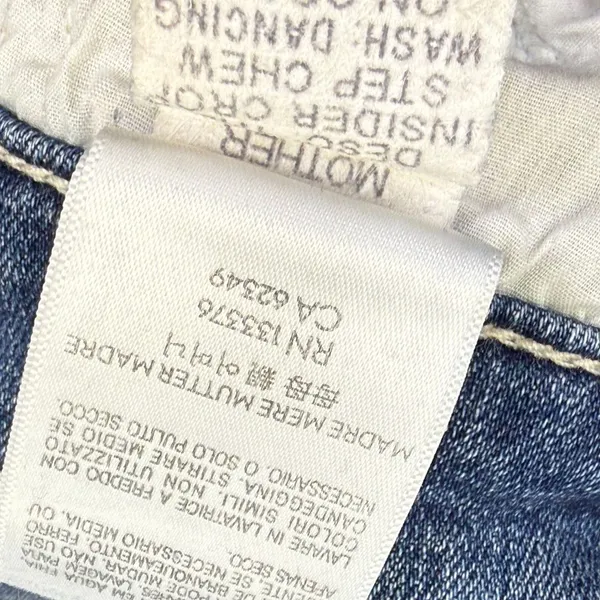 MOTHER The Insider Crop‎ Step Chew Jeans Dancing On Coals Blue Distressed 26 - Image 15