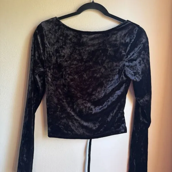 Cosmic Aura Black Velvet Corset Lace Up Top Sz Medium Hot Topic - Image 4