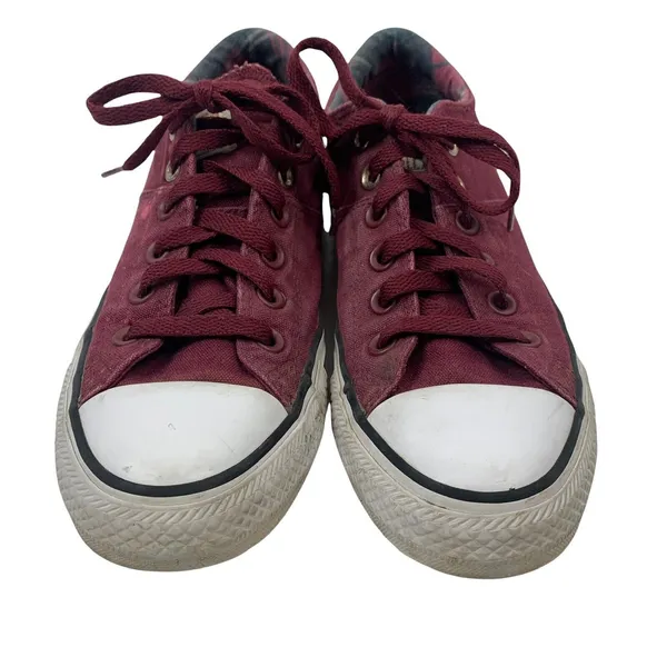 Converse 9 Chuck Taylor All Star Madison Burgundy Plaid Low Top Sneakers 561739F - Image 2