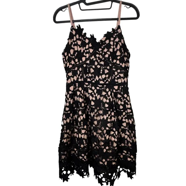 Blush Noir Black Lace Fit Flare Mini Dress Womens Small LBD Whimsigoth Coquette‎ - Image 13