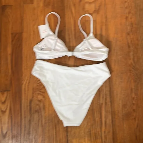Andie bikini Set‎ Santorini Top 90s High Waisted Bottom White size L NWT/NWOT - Image 4