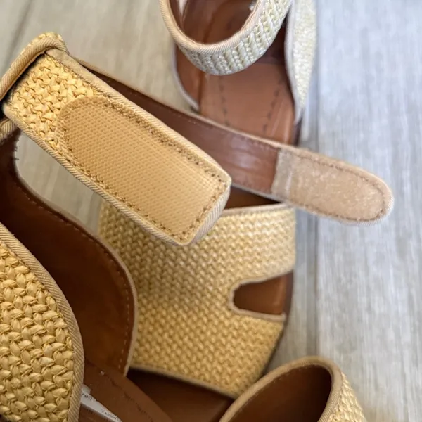 Zodiac IDA Woven‎ Raffia Block Heel Sandals Beige Ankle Strap SZ 8 - Image 13