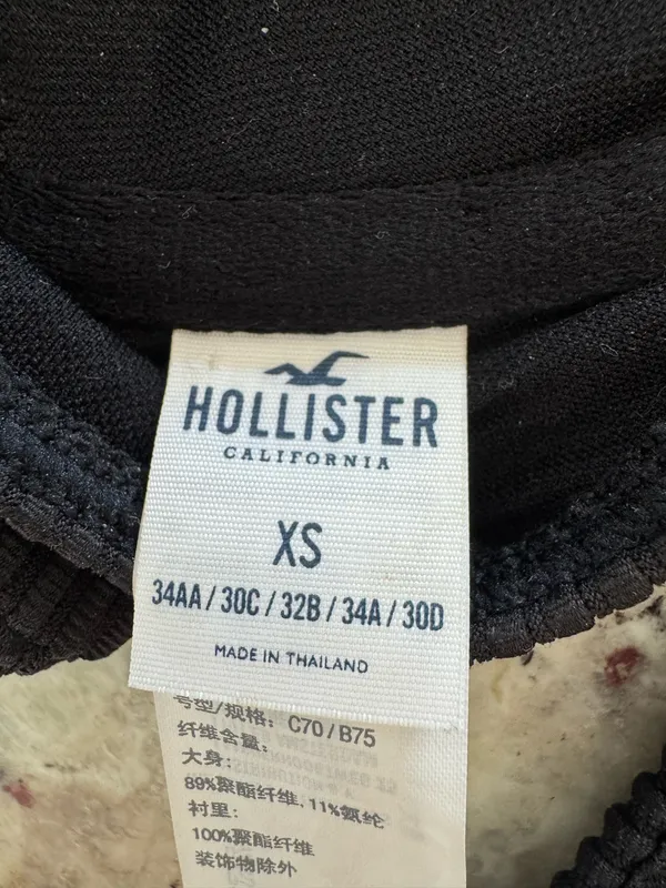 Hollister Black Ribbed Bikini Set XS/S - Image 4