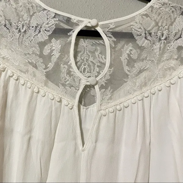 For Love & Lemons White Lace Sleeve Mini Swing Dress Womens S Babydoll Romantic - Image 11
