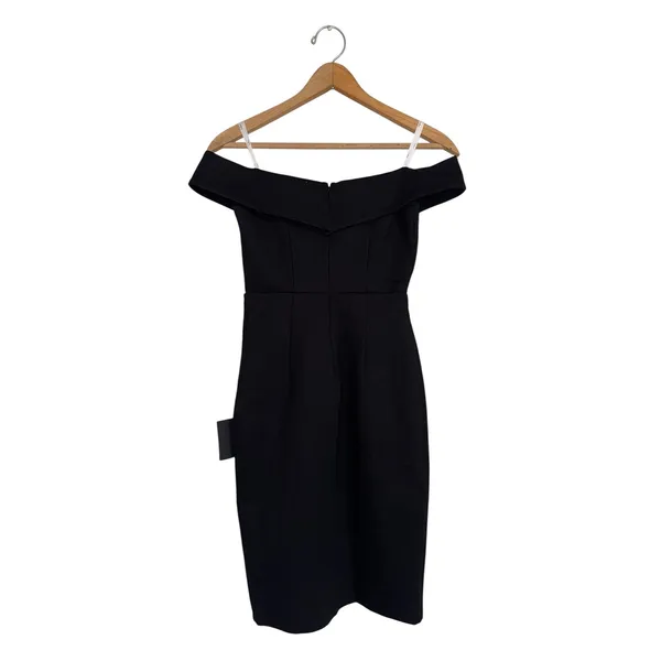 Lulus Black Off The‎ Shoulder Bodycon Dress Front Slit XS NEW - Image 4