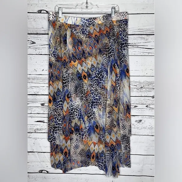 Chico’s NWT Size 3 (XL) Cool Animal Diamond Print Handkerchief Hem Skirt - Image 2