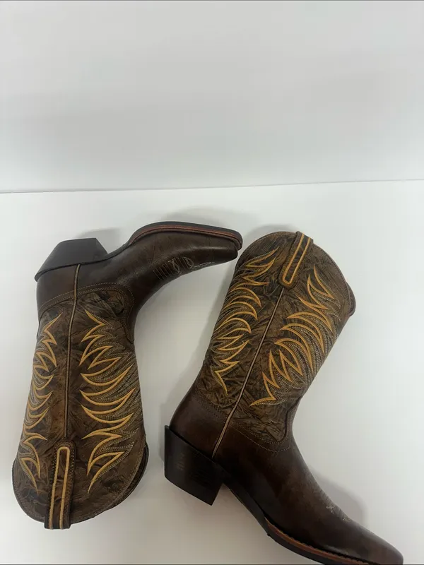 Ariat Brown Leather Embroidered Western Heeled Boots - Image 3