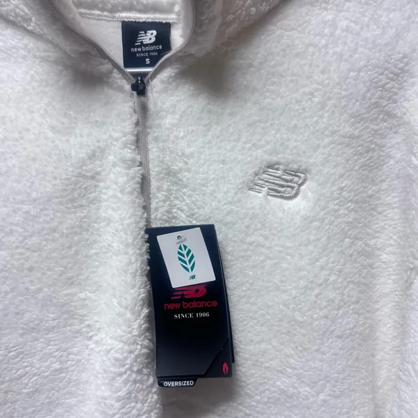 NWT New Balance Achiever Sherpa Pullover Half Zip - Sea‎ Salt - Small - Image 4