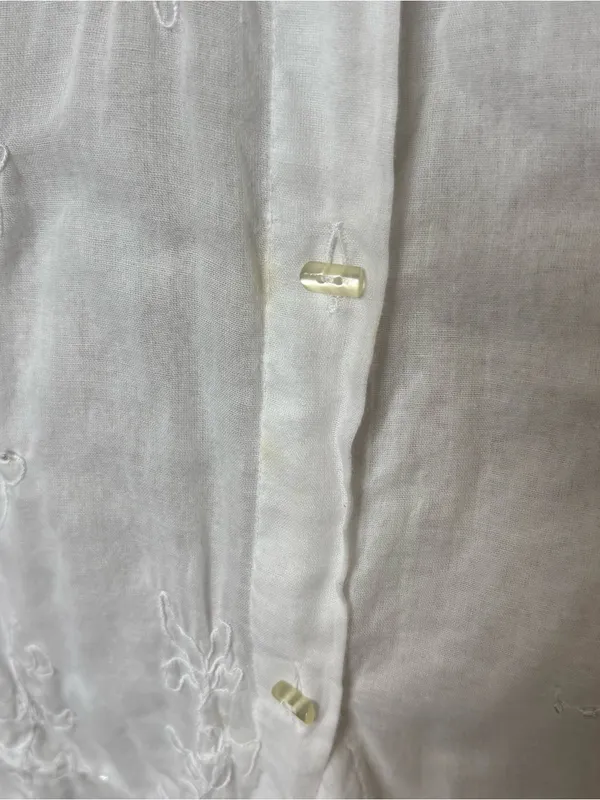 Vintage White Embroidered and Beaded Button-Down Shirt - Image 5
