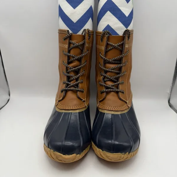 Land's End Women's Sz 8 Leather and Blue Rubber Duck Boots 502426‎ - Image 2