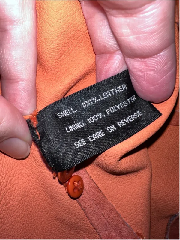 Arden B. Suede Leather Fitted Jacket, Size M, Orange Size M - Image 7