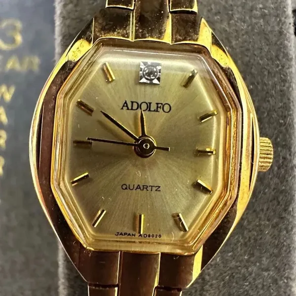 Adolfo Gold-Tone Quartz Watch w/ Diamond Accent - Image 3