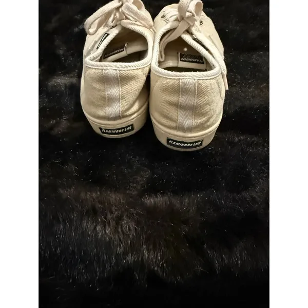 Flamingos Life Shoes Womens 39 / 8.5 White Canvas Walking Lace Trainers Sneakers - Image 3