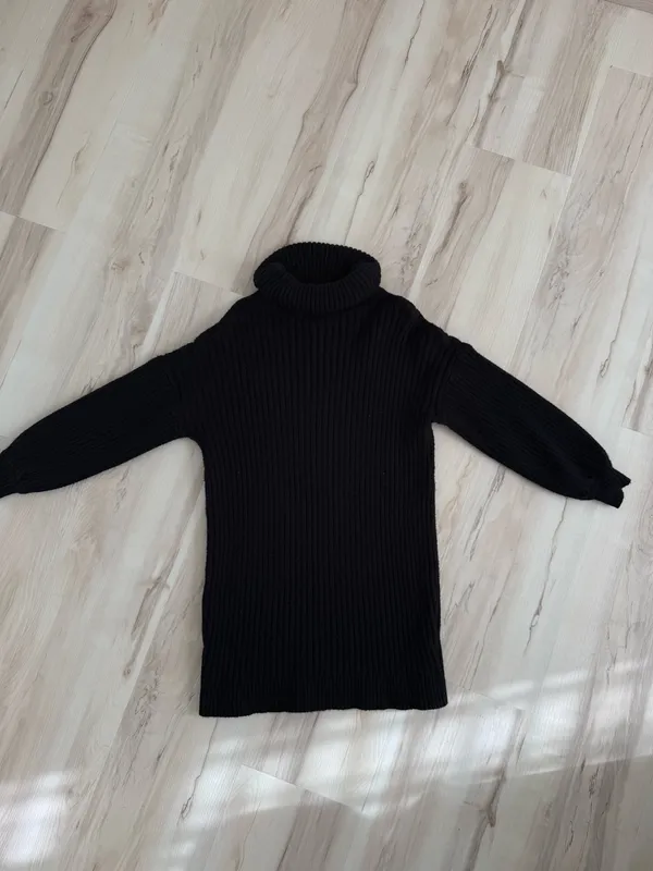 Black turtle neck sweater mini dress - Image 2