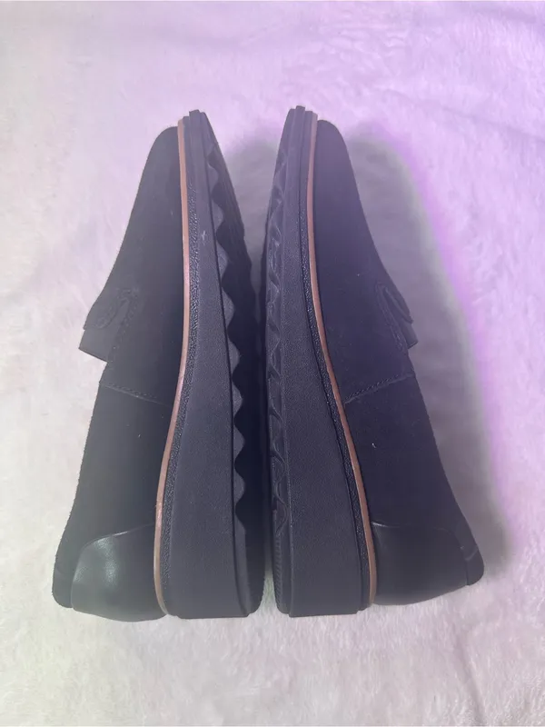 Clarks Black Suede Slip-On Wedge Mule - Image 8