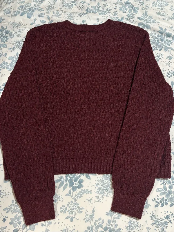 H&M Burgundy Knit Cardigan with Gold Buttons NWT - Image 5