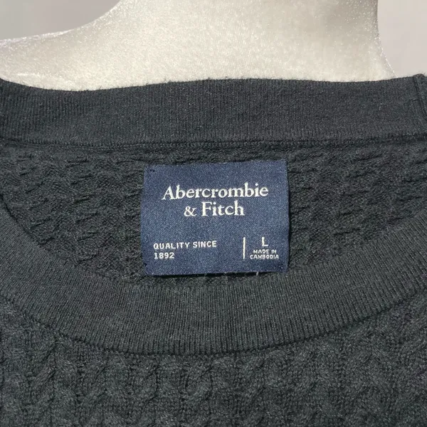 Abercrombie & Fitch Cable Knit Short Sleeve Sweater Tee Faded Black Size Large - Image 11