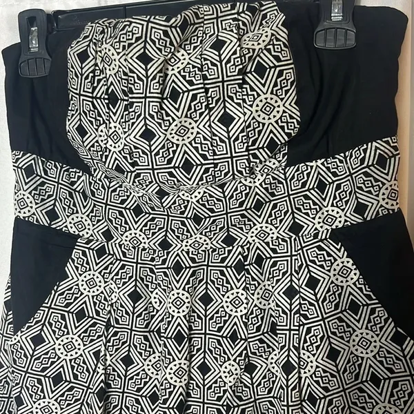 Rhapsody Geometric Bohemian Mini Dress Size L Smocked Boho Chic - Image 2