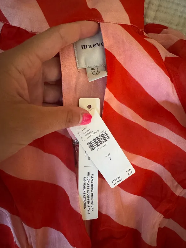 Maeve Pink and Red Mock Neck Long-Sleeve Maxi Dress - Image 4