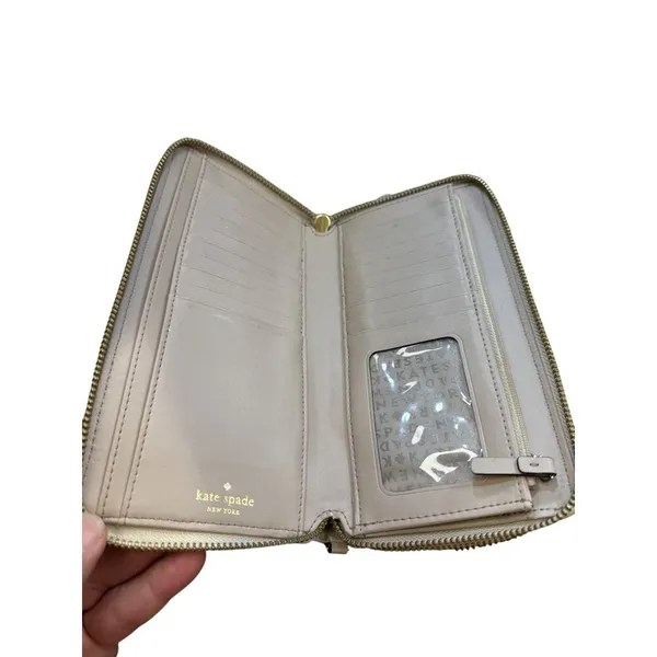 Kate Spade New York Womens Tan Leather Wallet With Zip Closure & Card Slots 8x4 - Image 4