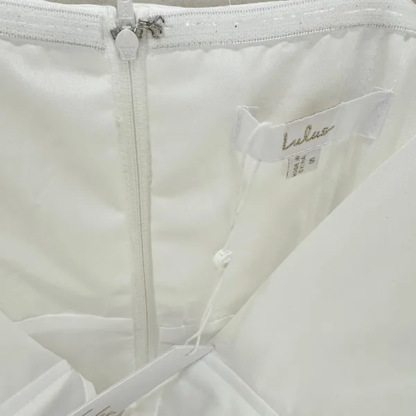 Lulus Khalida White Satin Pleated Strapless Gown Wedding Formal A Line Small NWT - Image 7