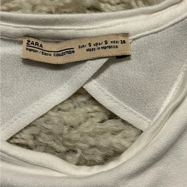 Zara Elegant White Cut Out Tie-Back Blouse Size S - Image 5