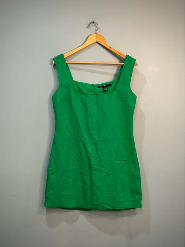 Green French Connection Linen Blend Mini Dress Size 8 NWT - Image 3