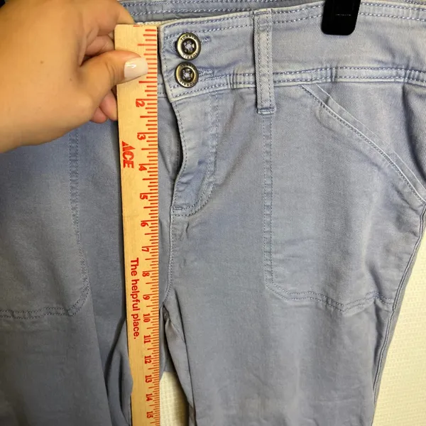 Torrid Womens 14 Blue Cargo Cropped Pants Double Button Utility Capris S148 - Image 7