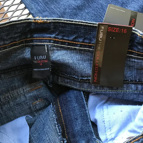 Amazing Y2k Nwt Blue Dark Wash Fubu Embroidered Denim Jeans - Image 9