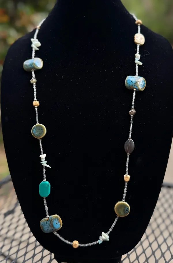 Long turquoise necklace Multiple - Image 2