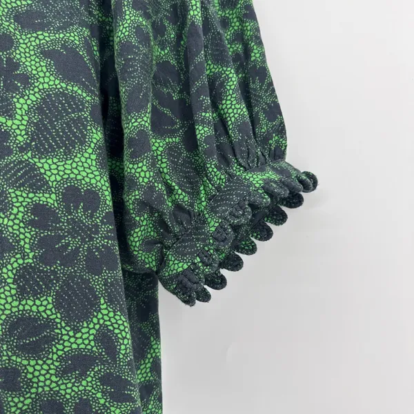 RHODE Aderyn Cotton Linen Tiered Maxi Dress Emerald Savoy Lace Green Black Large - Image 5