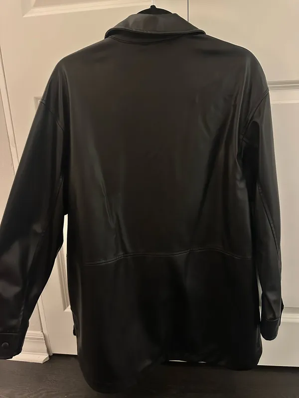 ZARA Leather Jacket Black Faux - Image 3