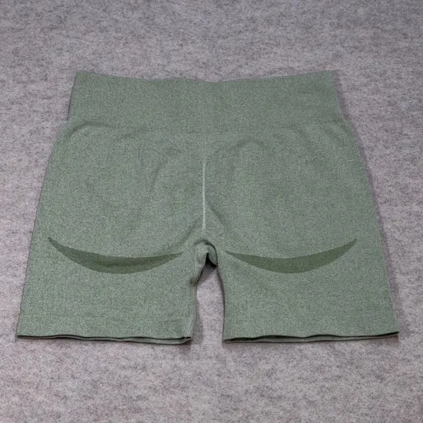 OQQ‎ Womens XL Sage Green Seamless High Waisted Ribbed Yoga Biker Shorts Gym - Image 3