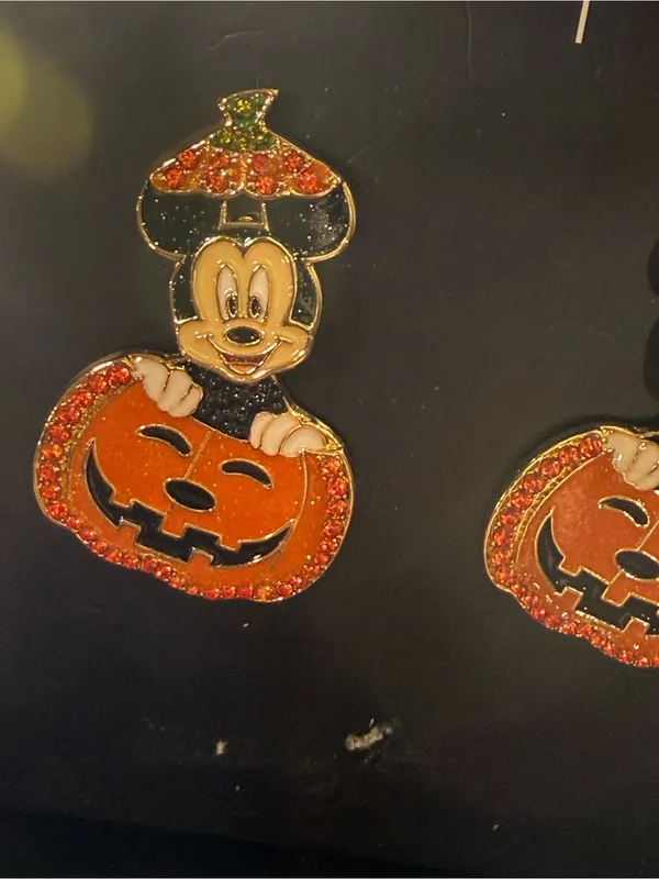 Disney x BaubleBar Mickey Pumpkin Earrings Halloween Rhinestone Jack O Lantern - Image 2
