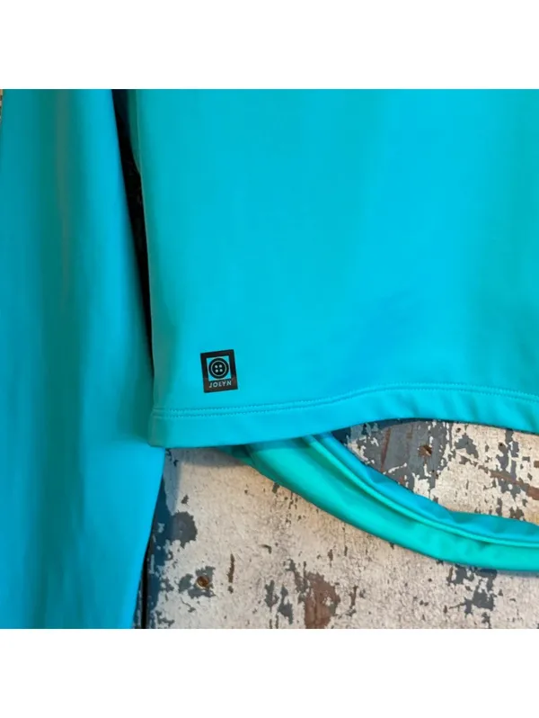 Jolyn Taranaki Long Sleeve Crop Cut-out Rashguard Teal, size Large - Image 7