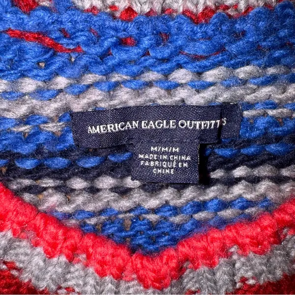 American Eagle Outfitters Colorful Wool-Blend Striped Knit Sweater Grandpa Core - Image 7