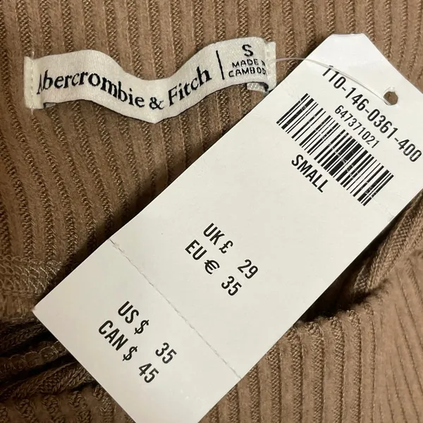 NEW Abercrombie & Fitch Tan Ribbed Knit High Rise Yoga Mini Biker Shorts Size S - Image 5