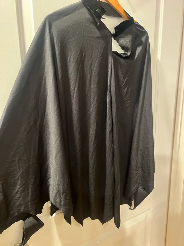 Black Hooded Zip-Up Cape costume piece - Image 2
