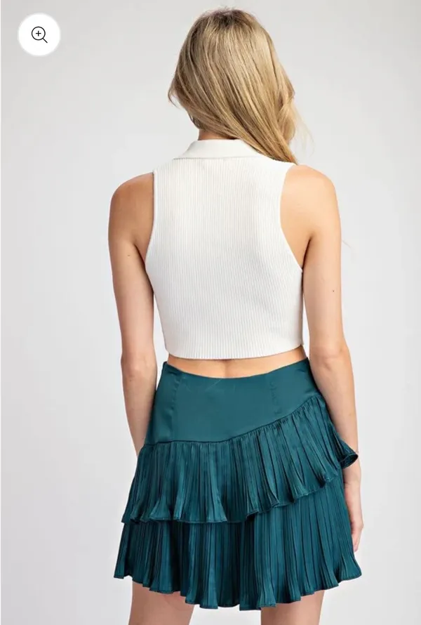 {DO+BE} Just In Time Teal Tiered Ruffle Mini Skirt - Image 3