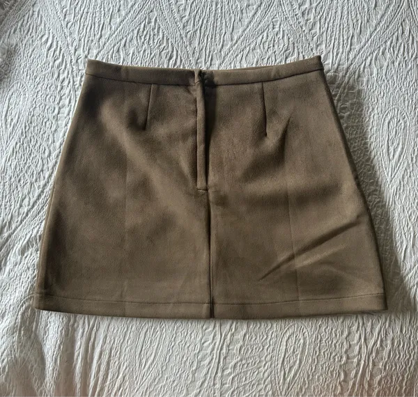 Dry Goods Suede Olive Brown Skirt - Image 3
