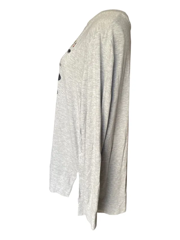 Halloween Graphic Long Sleeve Tee Shirt Gray Size XL - Image 4