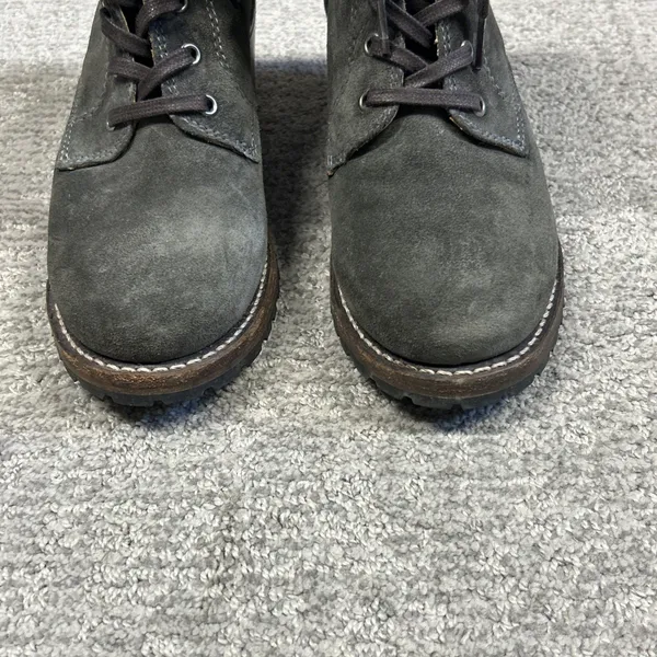 Frye Sabrina 6g Combat Boots Womens 8.5 D Gray Suede Lace Up Made In USA - Image 5