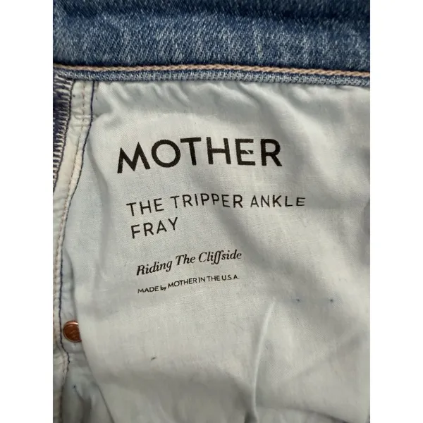 Mother Tripper Ankle Fray Jeans Womens 32 Blue Distressed Raw Hem Bohemian - Image 12