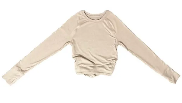 Aerie OFFLINE Ruched Cropped Long Sleeve with Thumbholes - Image 2