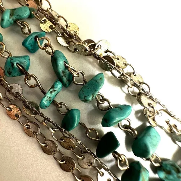 Silver tone blue beaded long multi strand necklace’s - Image 4